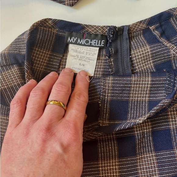 My Michelle Blue and Brown Plaid Skirt Set - Picture 4 of 8